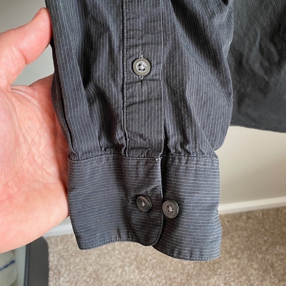DKNY Men's Charcoal Pinstriped Long Sleeve Button Up Shirt‎ Size 16 (34/35) - Picture 6 of 13